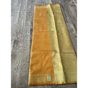 Indian Women's NEW Brocade Artificial Silk Sari SAREE TRADITIONAL MUSTARD/GOLDEN